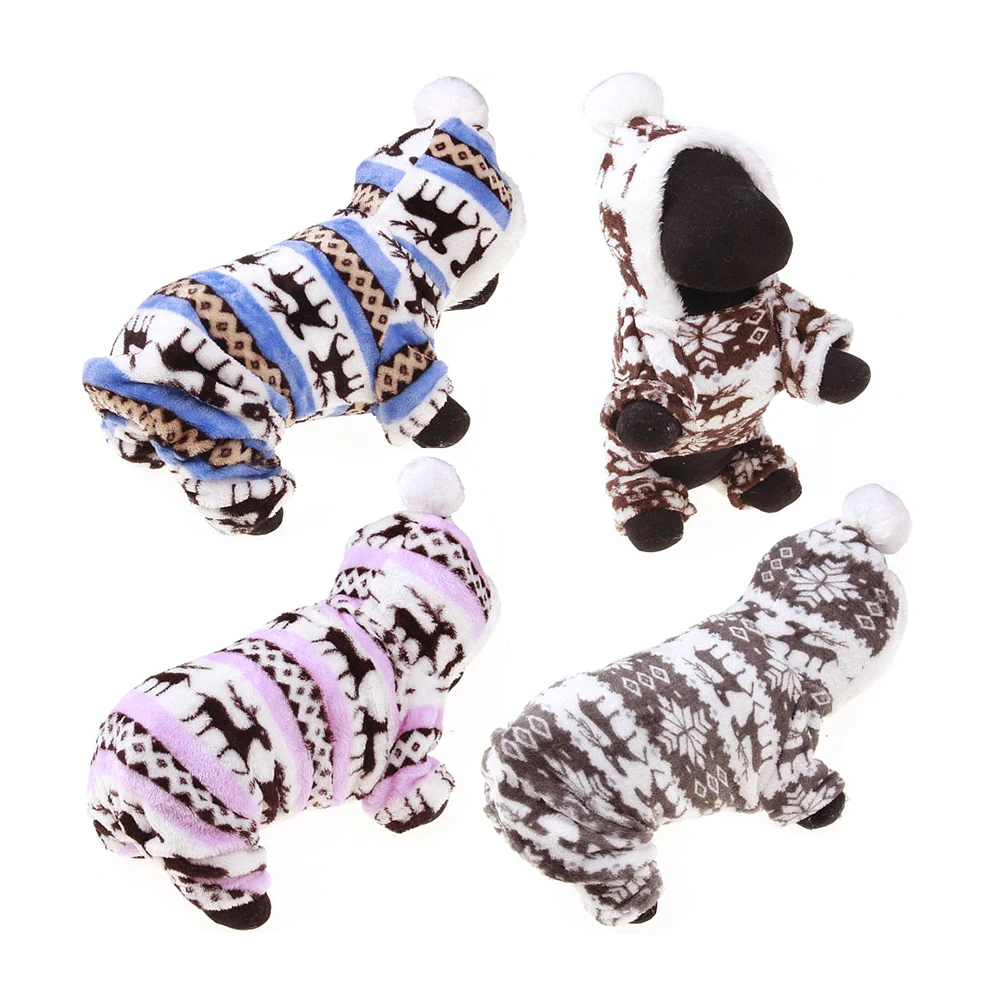 

Pet Clothes Dog Jumpsuit Coral Fleece Four Legs Costume Pink Small Size Warm Fashion Pet Wear Comfortable Soft Material