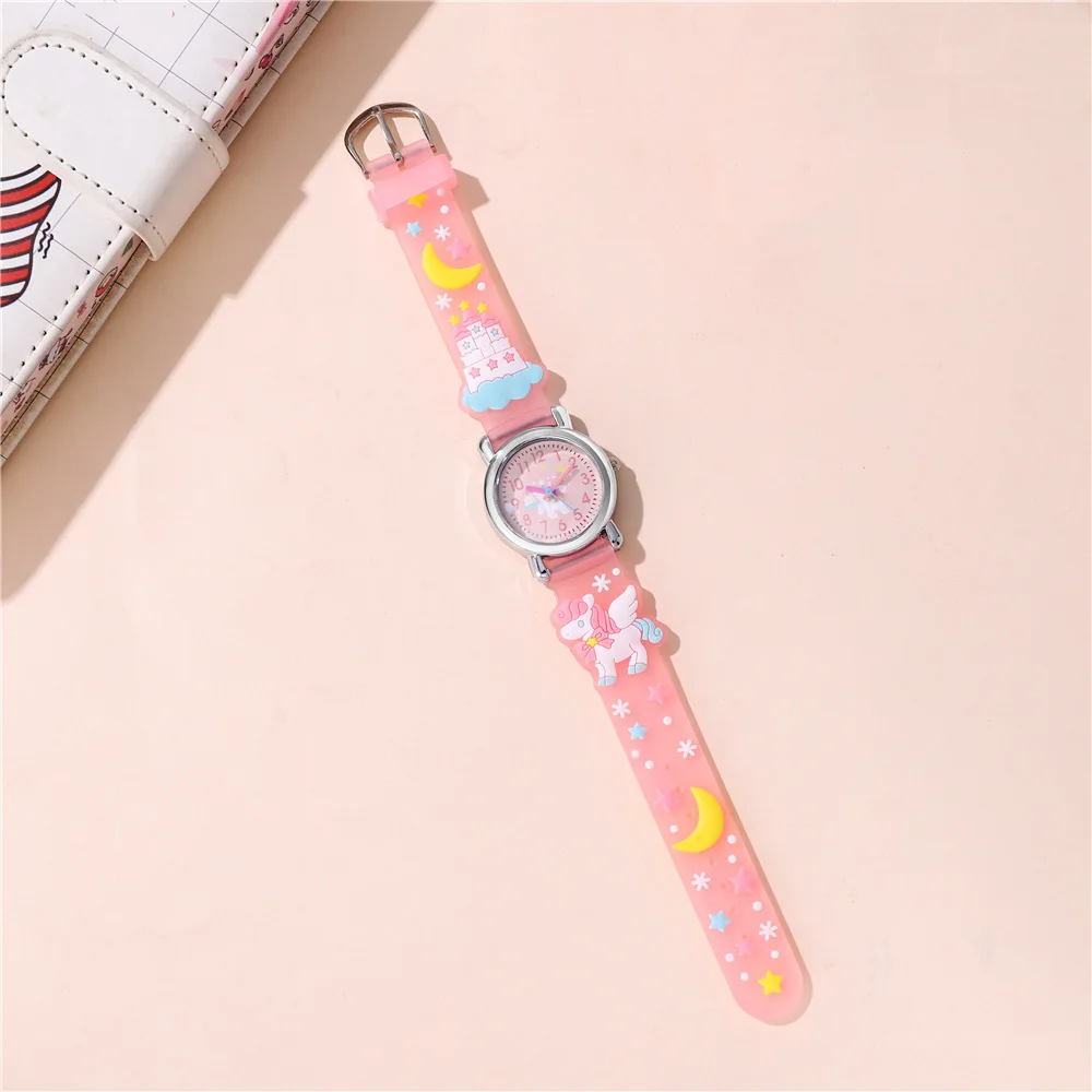 New Cartoon Cute 3D Unicorns Pattern Children's Watch Student Regular Daily Study Plan Silicone Watch