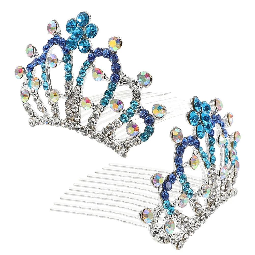 

2Pcs Gradient Rhinestone Crown Comb Stylish Hair Accessories for Women Suitable for Different Occasions Crown Hair Accessories