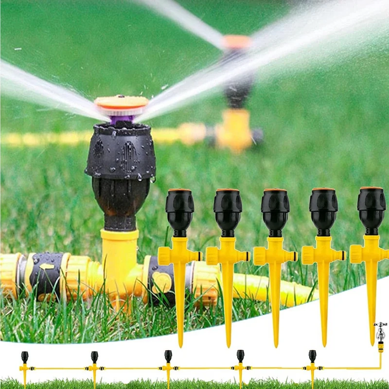 

Automatic 360 Degree Rotation Lawn Sprinklers For Yard, Large Area Coverage, Lawn & Garden Essential Durable Easy To Use (5PC)