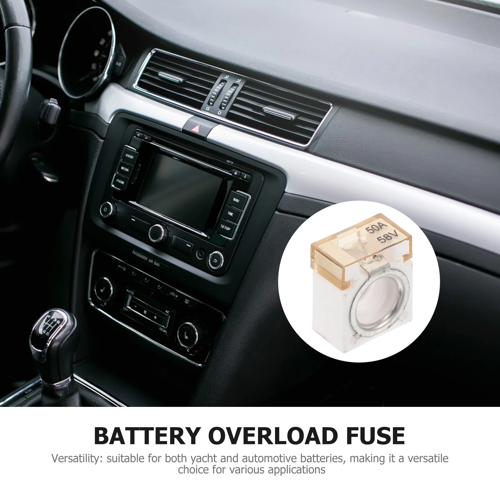 

50A 58V Ceramic Fuse for Marine and Automotive Circuit Protection with Ring Terminal Compact Waterproof Design for Yacht