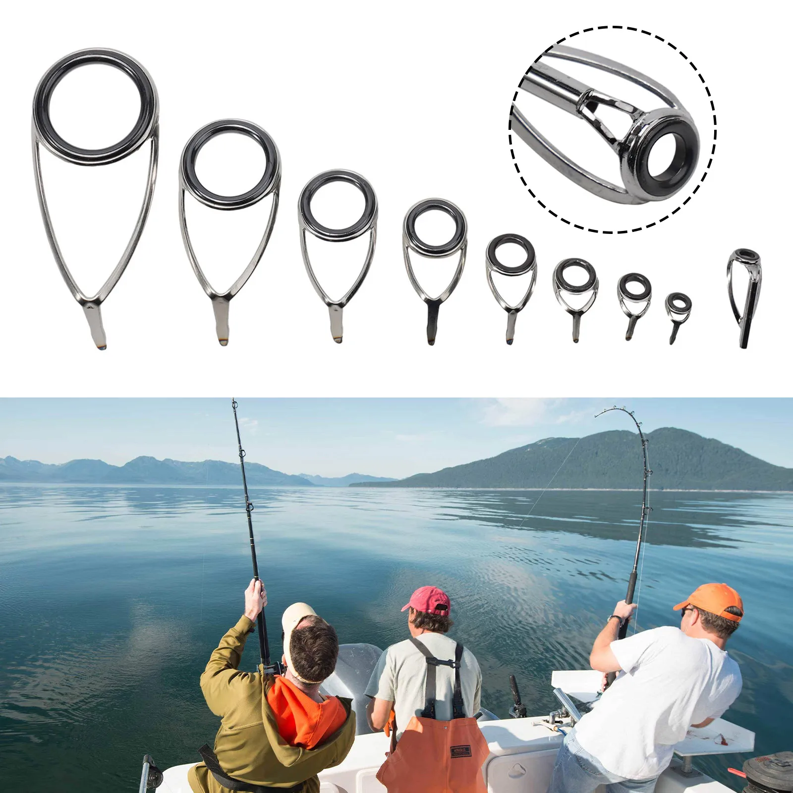 9Pcs Stainless Steel Fishing Rod Tip Ring Eye Guide With Ring Repair Kit 2 Styles For Enthusiast Outdoor Fishing Supplies DIY