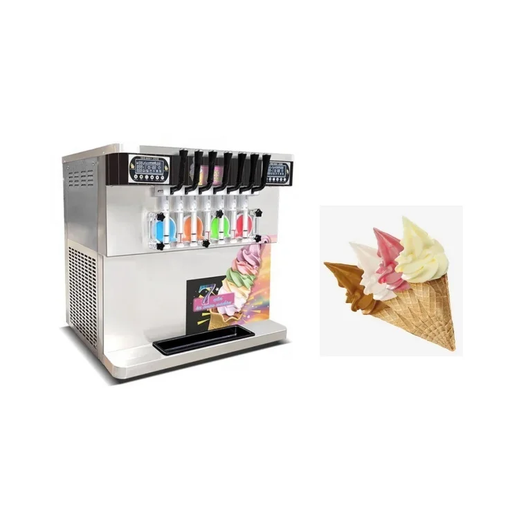 Commercial Desktop Soft Ice Cream Machine 2000W Multi Flavor Ice Cream Machine Small Ice Cream Machine