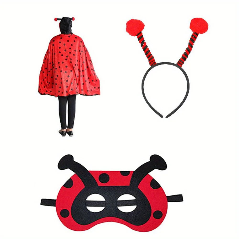 

PESENAR Ladybug costume for Halloween Dress up with cape mask and headband party gifts for festive party Carnival
