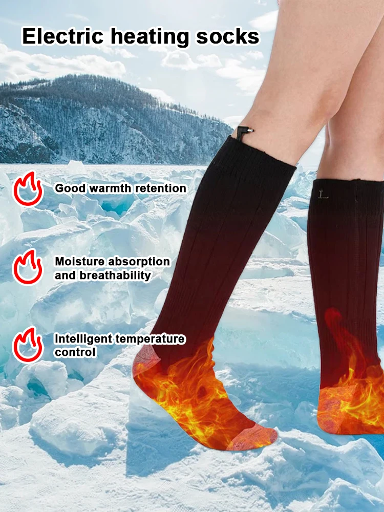 AliExpress alloet Electric Heating Socks 3 Level Temperature Winter Heating Socks Cold-Proof Winter Warm Thermal Socks for Cycling Camping Skating