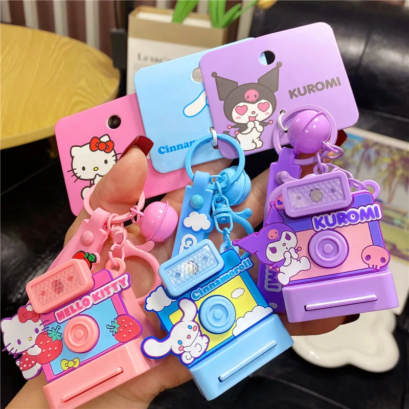 Genuine Sanrio Keychain Polaroid Camera Kuromi Cinnamoroll Backpack Pendant My Melody Key Chain Car Keyring Girl Birthday Gift