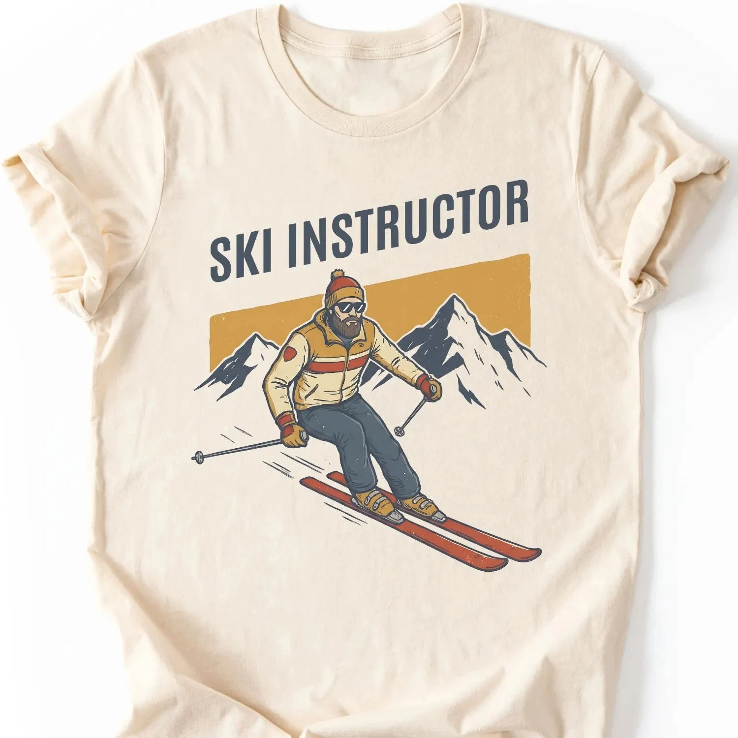 Skiing T-Shirt | SKI INSTRUCTOR | Retro Skiing Tee, Funny Skier Gift, Apres Ski Outfit, Vintage Ski Tee, Winter Sports Shirt