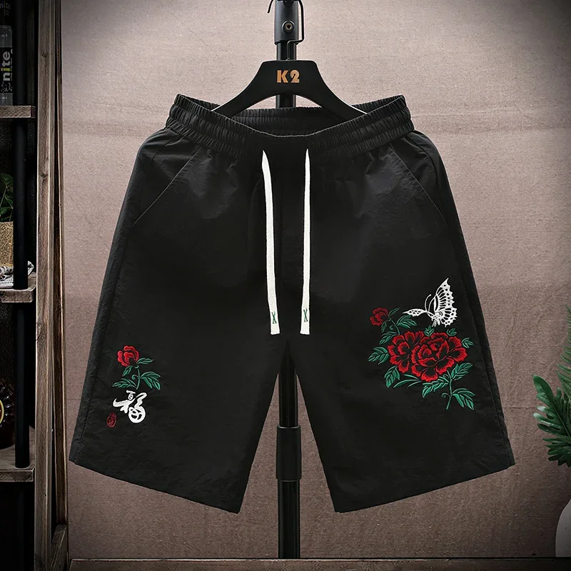 

High Street Tide Brand Popular New Men's Tide Brand Couple with The Same Pure Cotton Printing Summer Cool Tide Brand Flower Butt