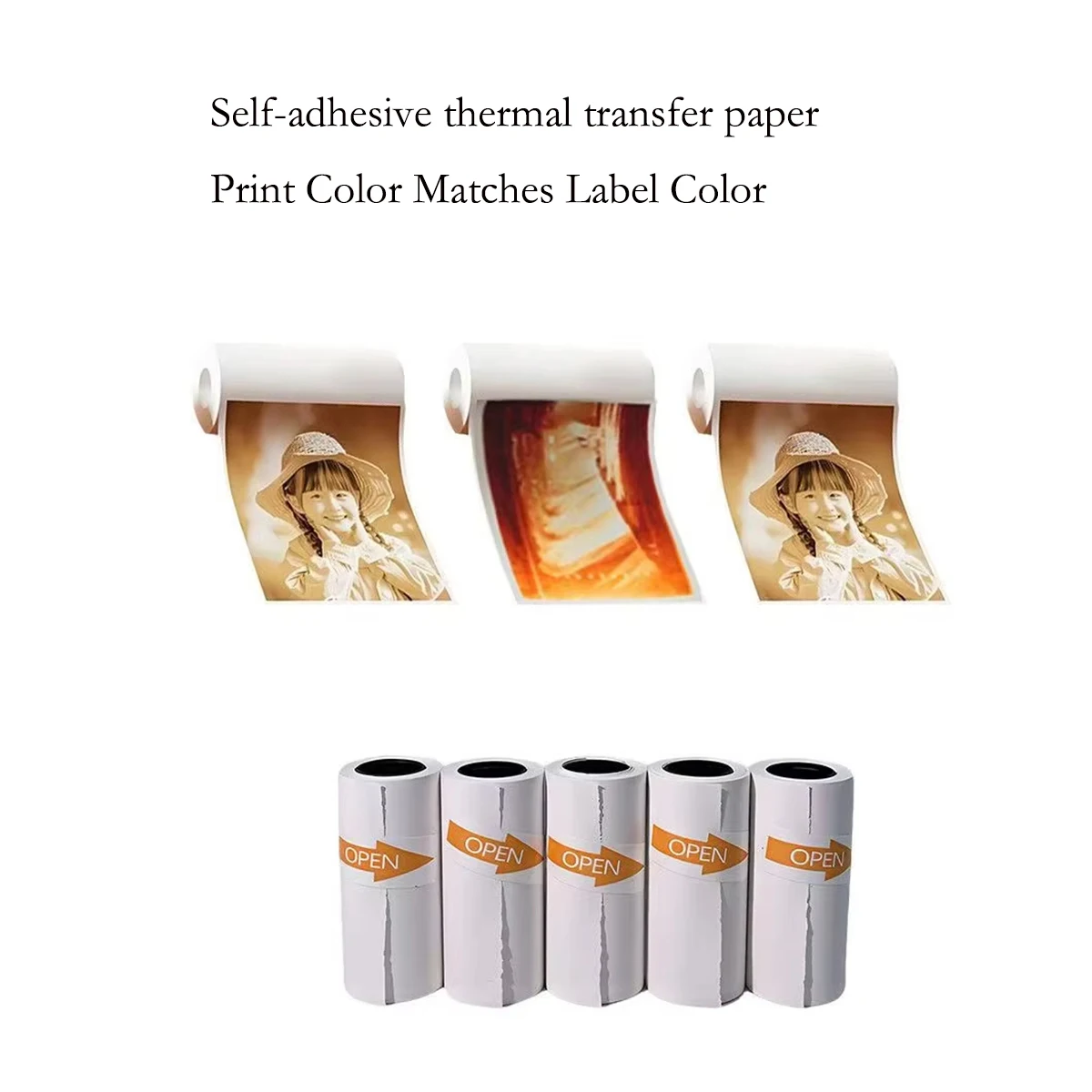 Orange Self-Adhesive Thermal Photo Paper 57x25mm Sticker Label Paper for Mini Pocket Printer Kids Camera Printer