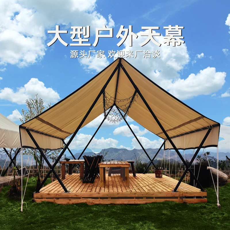 Super large triangular canopy tent camp outdoor camping courtyard hotel B & B scenic rooftop awning