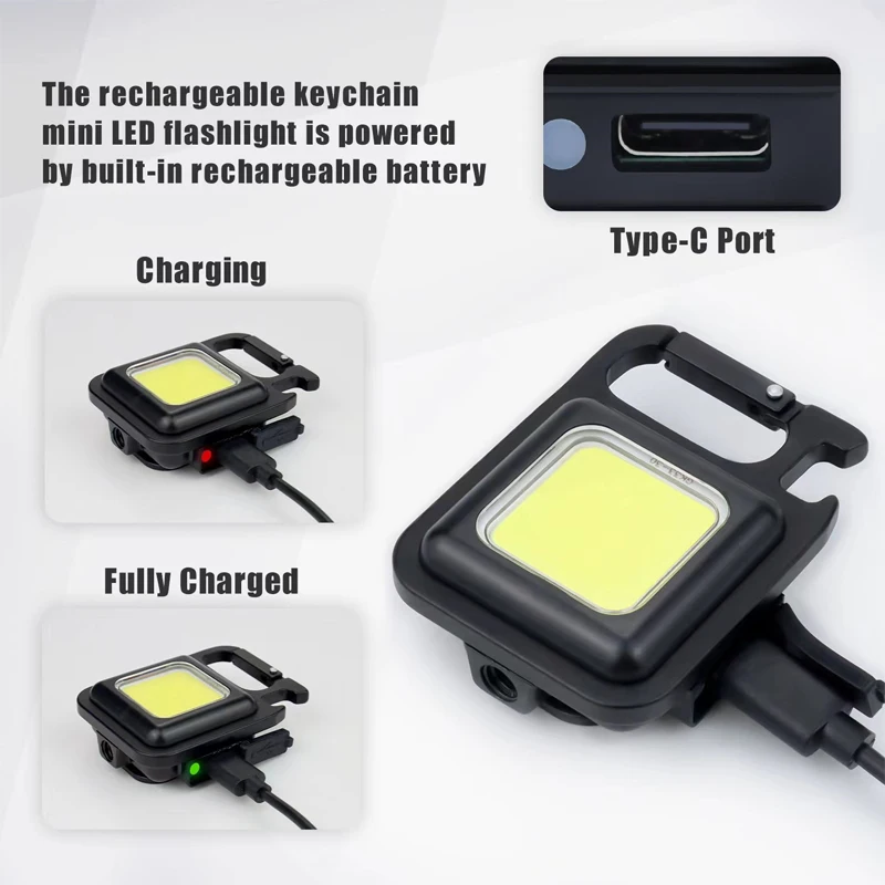 

LED Working Light USB Rechargeable Mini Flashlight Portable Bright Keychain Pocket Clip Lantern Outdoor Hiking Fishing Camping