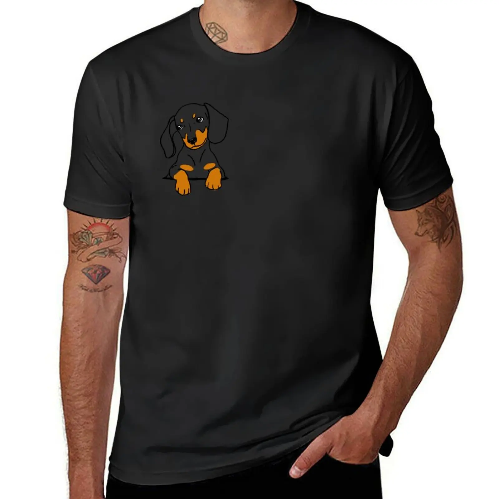 Camiseta Beige color crema con diseño de cachorro salchicha en tu bolsillo, camiseta de anime para niños con estampado animal, camisetas de anime, cosas de anime, ropa para hombres