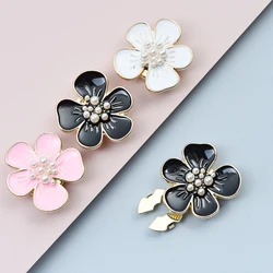 2Pcs Women Shirt Button Cover Cufflinks Cute Peach Blossom Buttons Faux Pearl Sleeve Button Women Jewelry Decoration Gift
