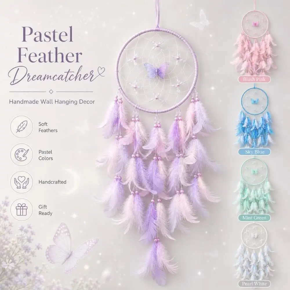 Handmade Butterfly Dream Catcher Wall Hanging Oranments Creative Gifts Butterfly Wind Chime Home Decoration Room Hanging Decor