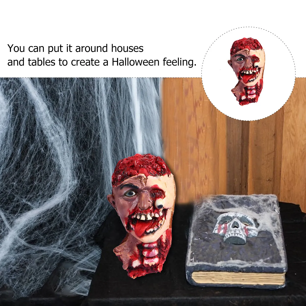 

Маска призрака: ужасающий муляж головы, высококачественный реквизит, не выцветает, реалистичный вид, украшение для Хэллоуина, для вечеринок и дома ужасов