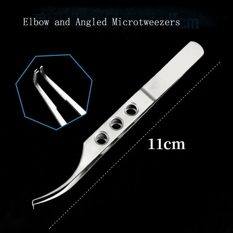 Double eyelid tool stainless steel tweezers beauty plastic equipment tooth fat elbow with hook tweezers