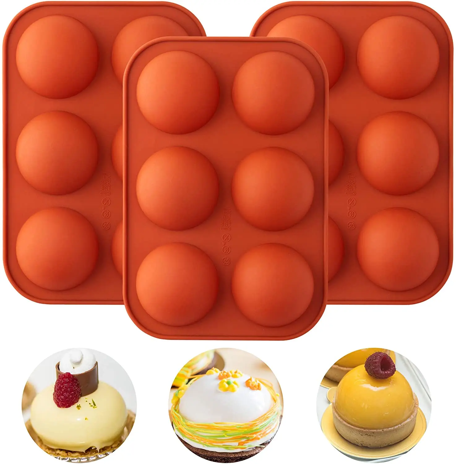 1/2/3pcs 6 Hole Small Semicircle Chocolate Mold Half Ball Sphere Silicone Mould For Chocolate Bomb Candy Pudding Jelly Ice Cream