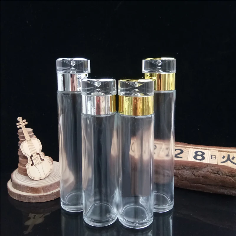 120ml transparent glass bottle gold/silver pump lid plastic stopper serum/lotion emulsion toner water essence cosmetic packing