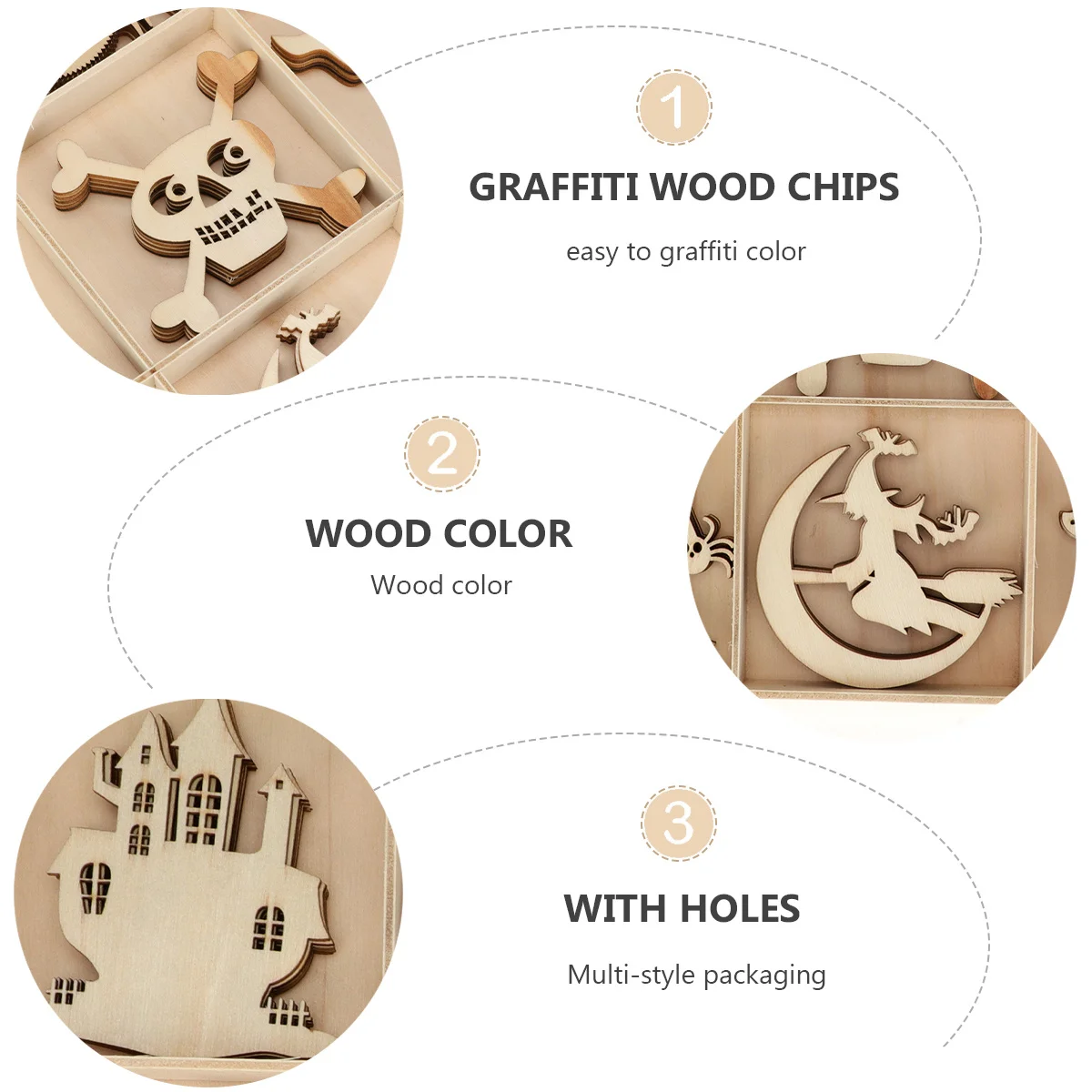 

45 Pcs Ornament Ornaments for Halloween Wooden Decor Decoration Pendant Scenes Hanging Christmas Socks