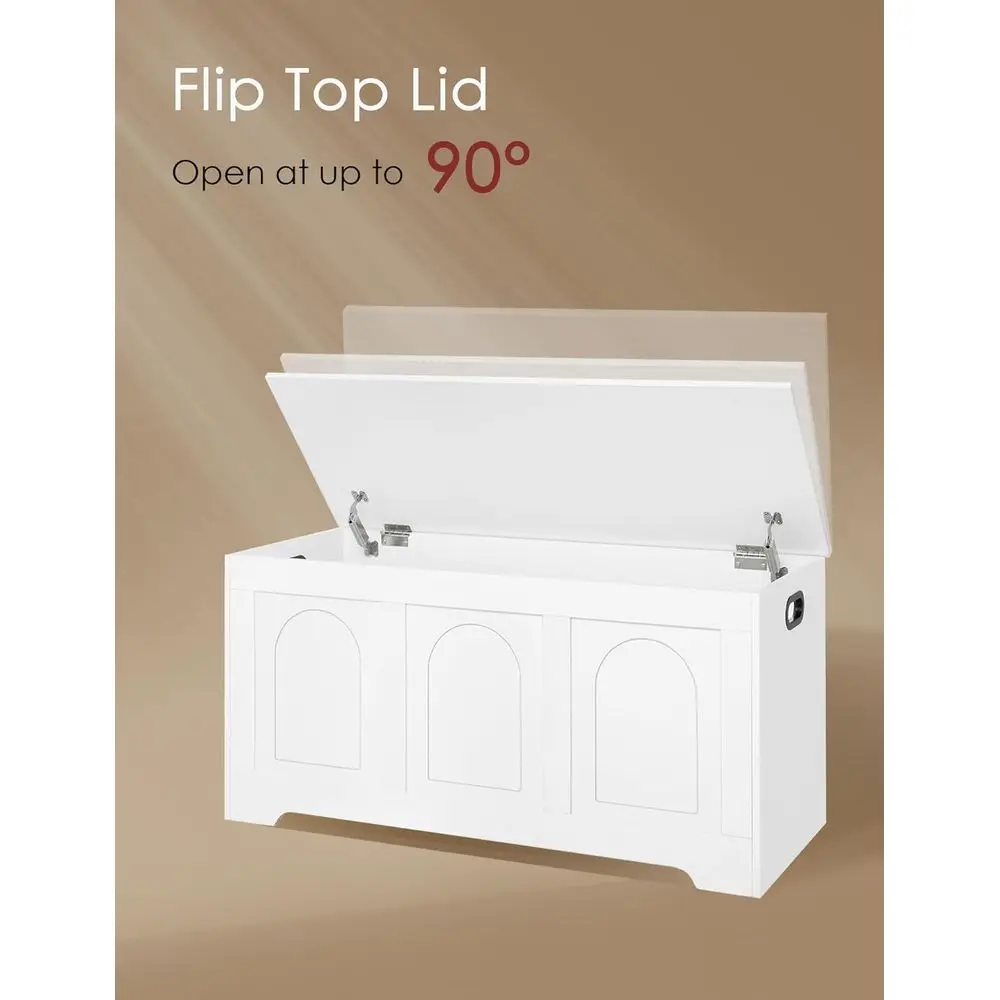 Cómoda de almacenamiento de madera blanca 39,4 con tapa abatible, 2 bisagras de seguridad, banco de zapatos para entrada, maletero resistente para el hogar, fácil montaje