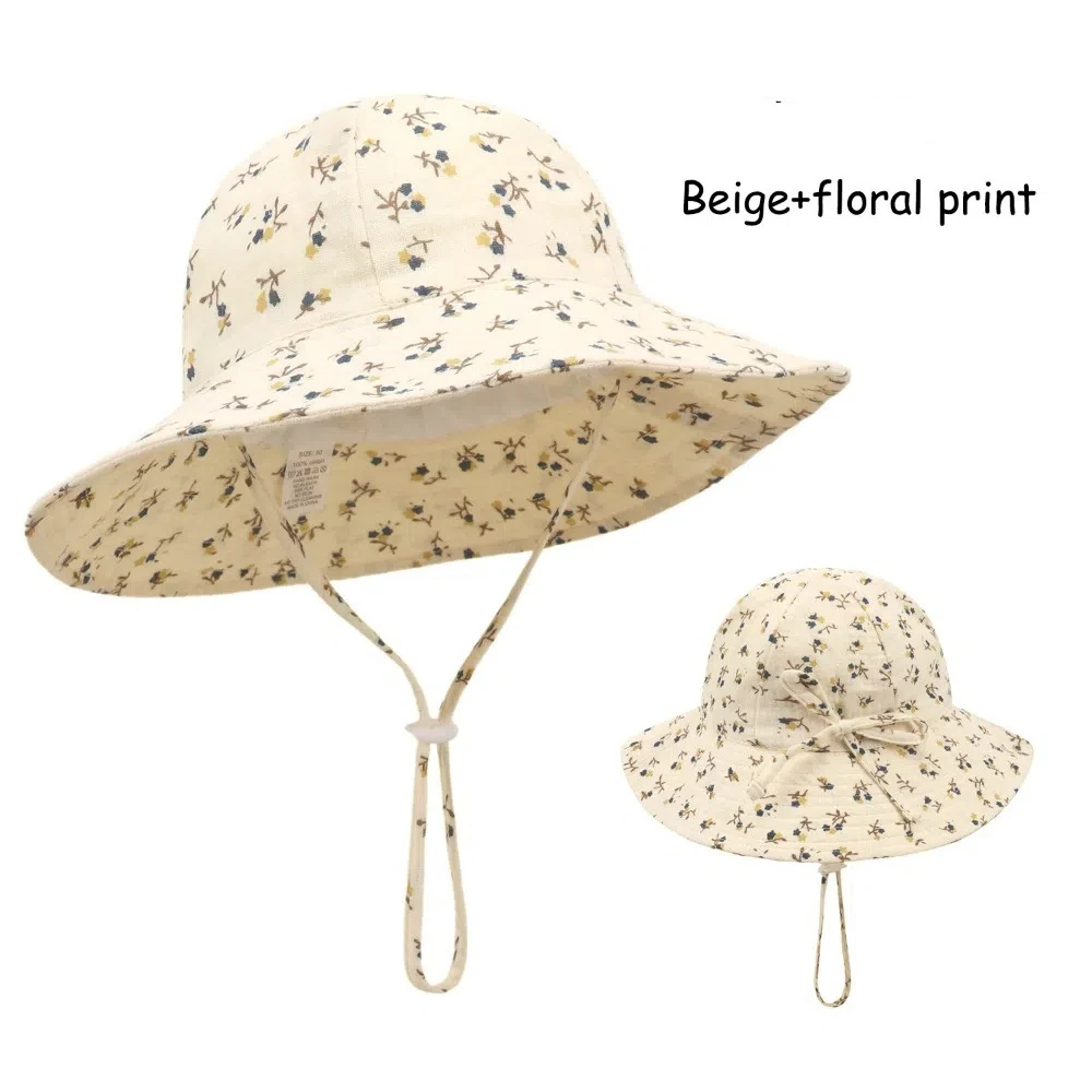 

Cute Cartoon Printed Baby Hat Breathable Cotton Panama Hats Sun Protection Summer Hat Boy Girls