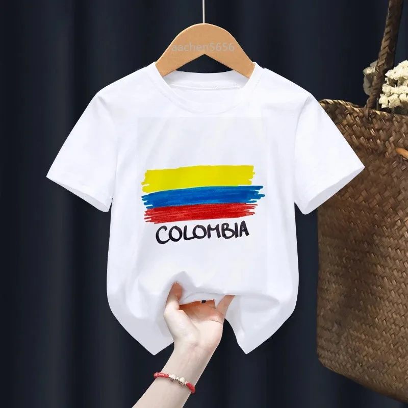 Colombia New Funny T-Shirt Boys Boy T Shirt Fashion O-Neck Kids Short Sleeve Tees Printing Children White Clothing