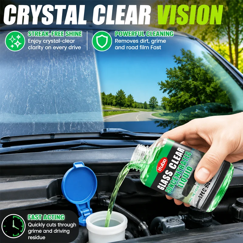 Car Windshield Washer Fluid Concentrate Glass Cleaner 60ml Streak Free Formula Removes Dirt Grime Road Film For Wiper Reservoir