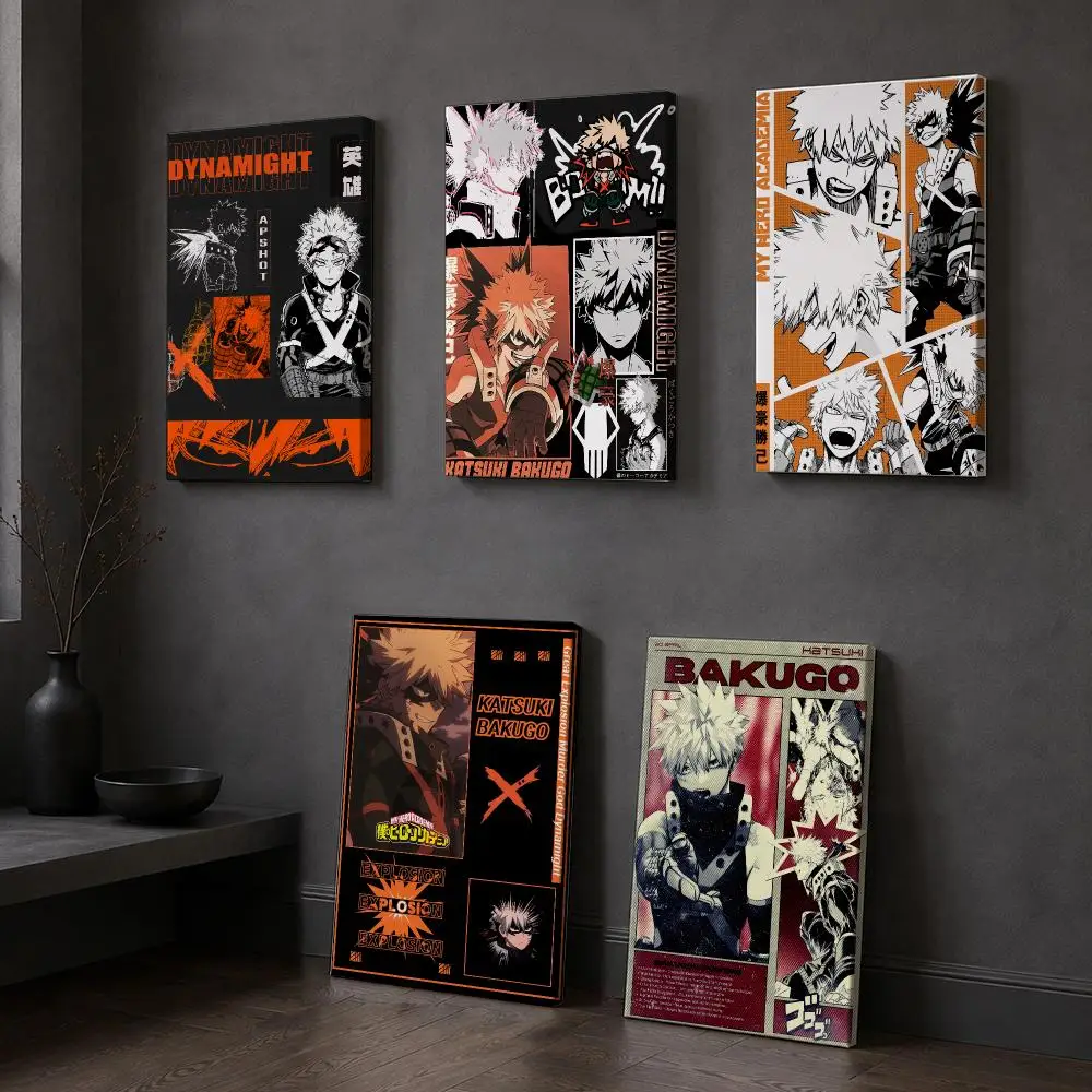 My Hero Academia Bakugo Katsuki Framed Wall Painting Wood Framed Canvas Poster HD Wall Art Bedroom Hallway Bar Home Decor