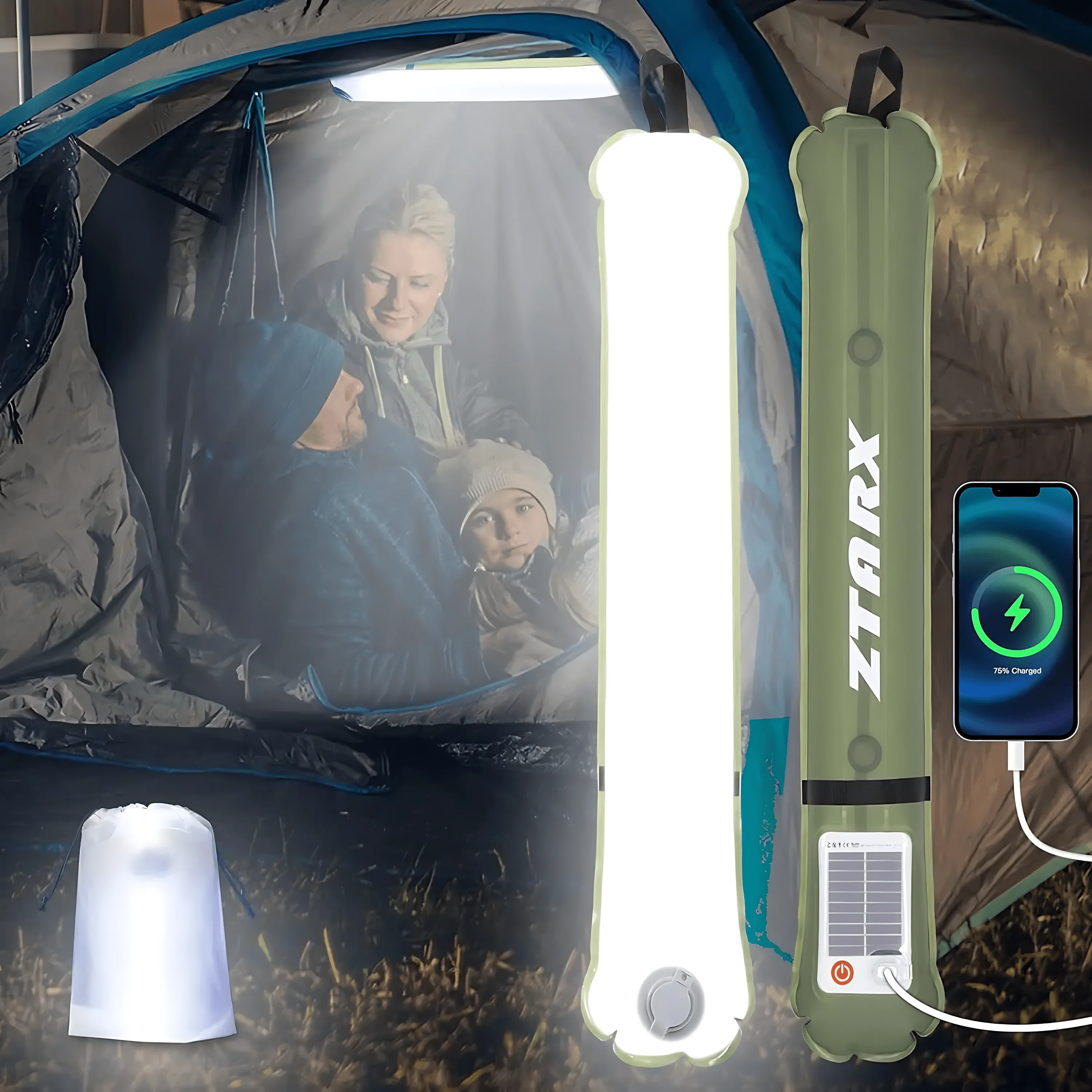 

Portable Foldable Air Tube Light USB Charging Built-in Battery 4 Levels Brightness IP66 Waterproof Folding Magnetic Outdoor Camping Lighting