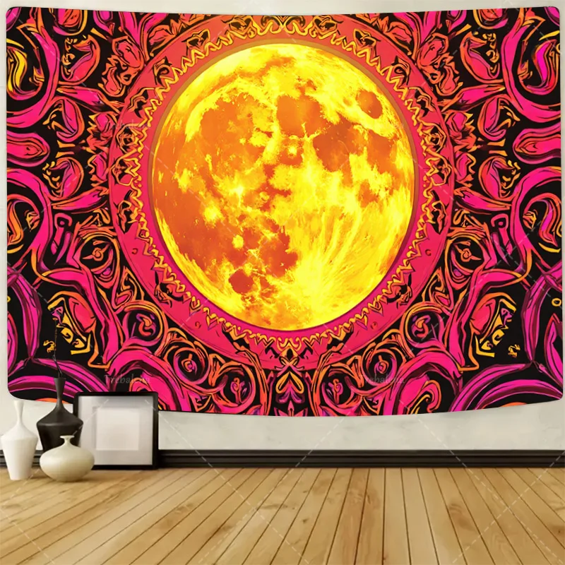 

1 шт. настенный гобелен психоделический солнечный гобелен-яркая мандала искусство для декора комнаты в стиле бохо