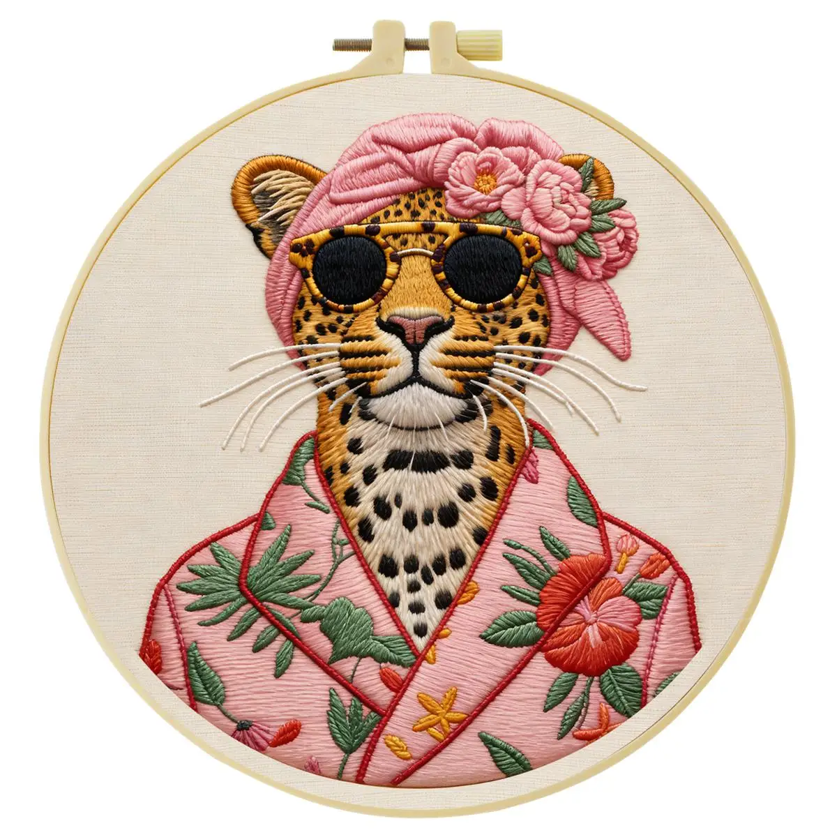 1 Stück 20X20CM/15X15CM 7,87/6,3 Zoll Tier - Leopard Stickerei Starter-Kit DIY-Kit DIY-Stickerei-Set Handarbeiten Nadelkunst – Detail 3