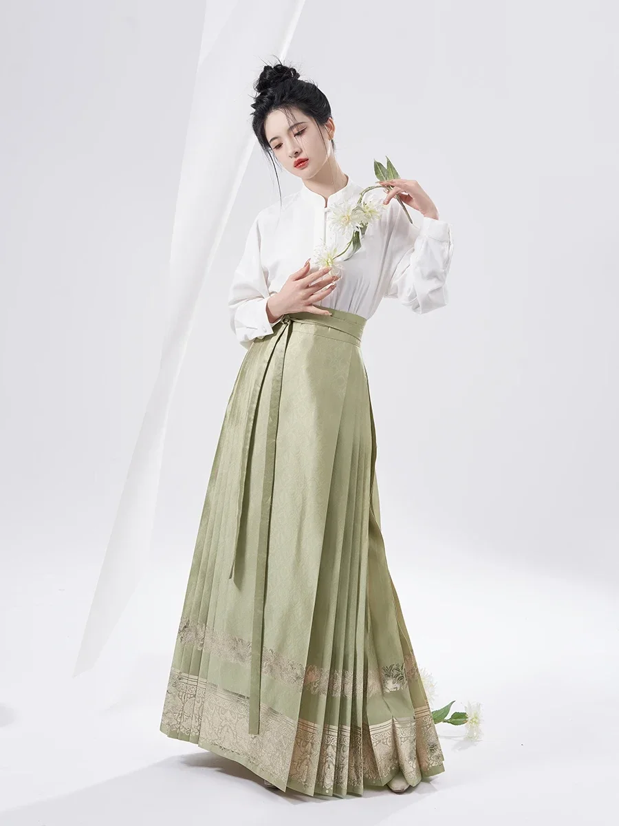 2023 New Presale 30 Days Hanfu Costume Original Ming Made Han Uniform White Shirt Green Blue Dress Hanfu Dress