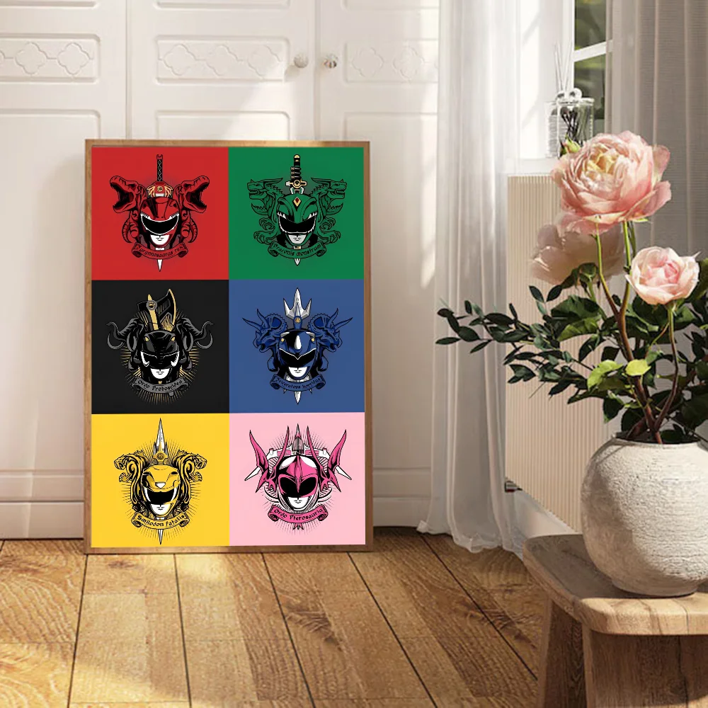 Power R-Rangers Self-adhesive Art Poster Waterproof Paper Sticker Coffee House Bar Posters Wall Stickers