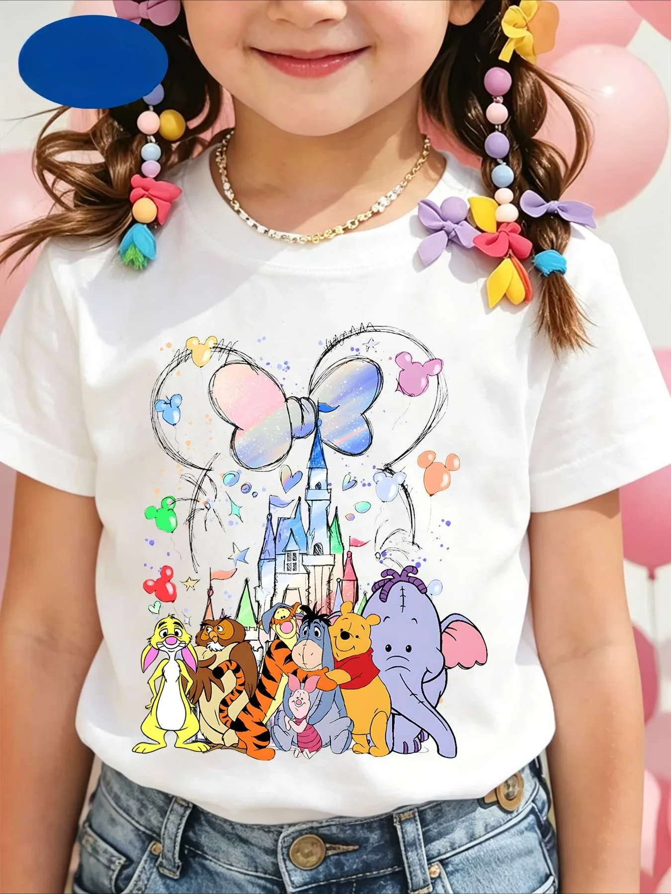 Soft and Cute Winnie The Pooh Pure Cotton Cartoon Printed Children's T-shirt 2026 Summer New Fashionable Parent-child T-shirt