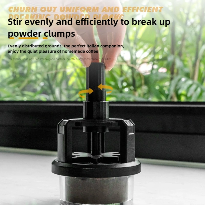 Adjustable Self Leveling Espresso Tamper for Barista Black 51mm 54mm 58mm Calibrated Rotating Coffee Distributor & Tamper Tool