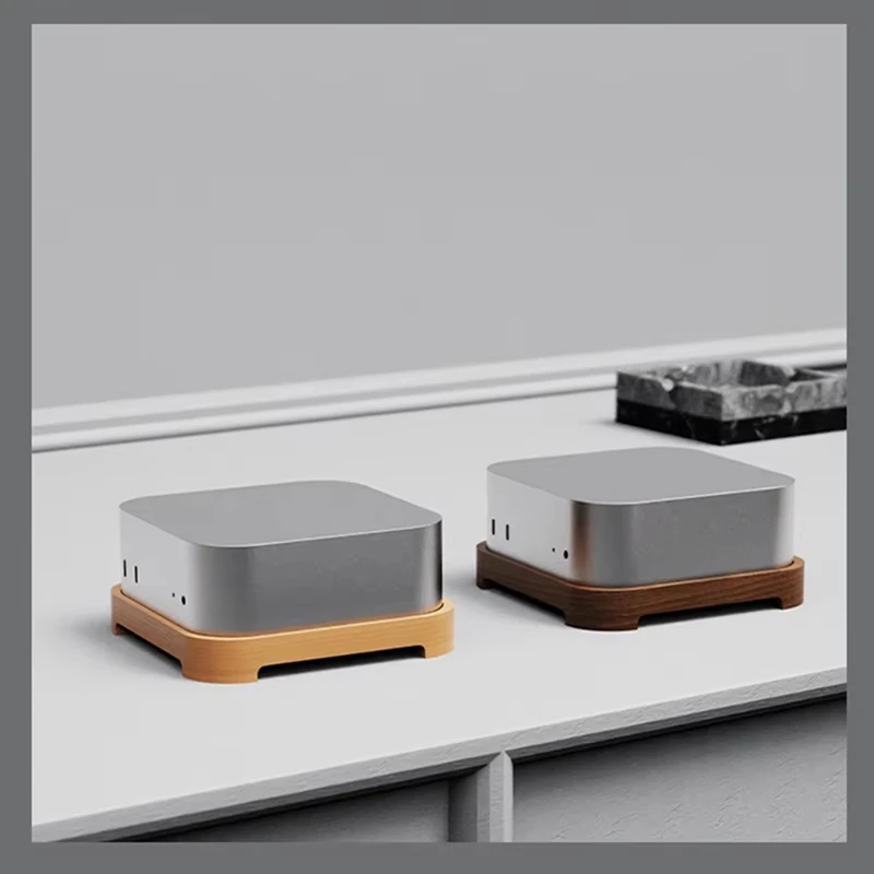 الأفضل لـ Apple Mac Mini M4/M4 Pro محطة إرساء الغبار المضيف قوس حامل خشبي تصميم مقاوم للغبار ملحقات الكمبيوتر