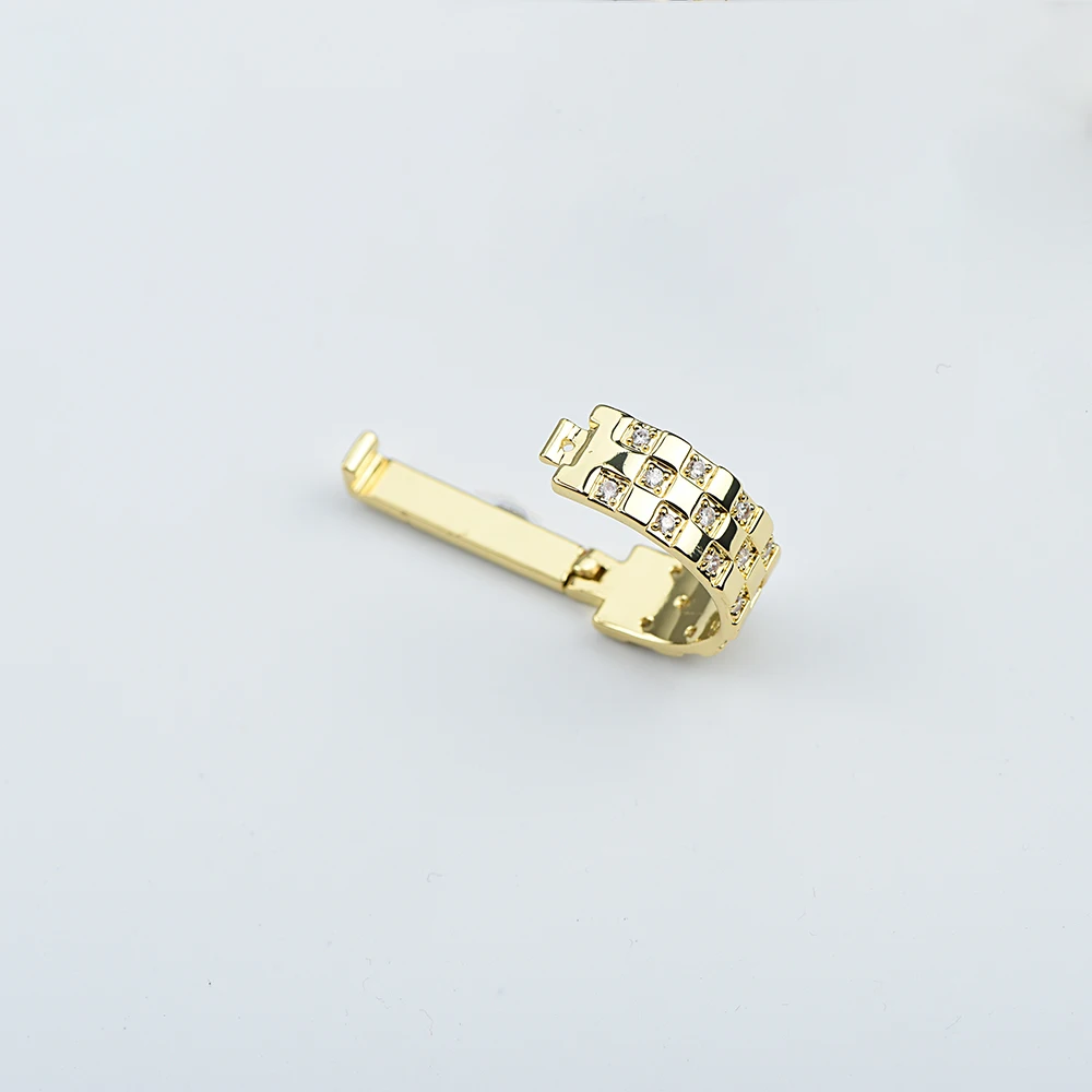 ICEYY Square Grid Crystal Tie Clip Tie Ring for Man Luxury Zircon D-shaped Buckle Ring Wedding Business Jewelry Accessories