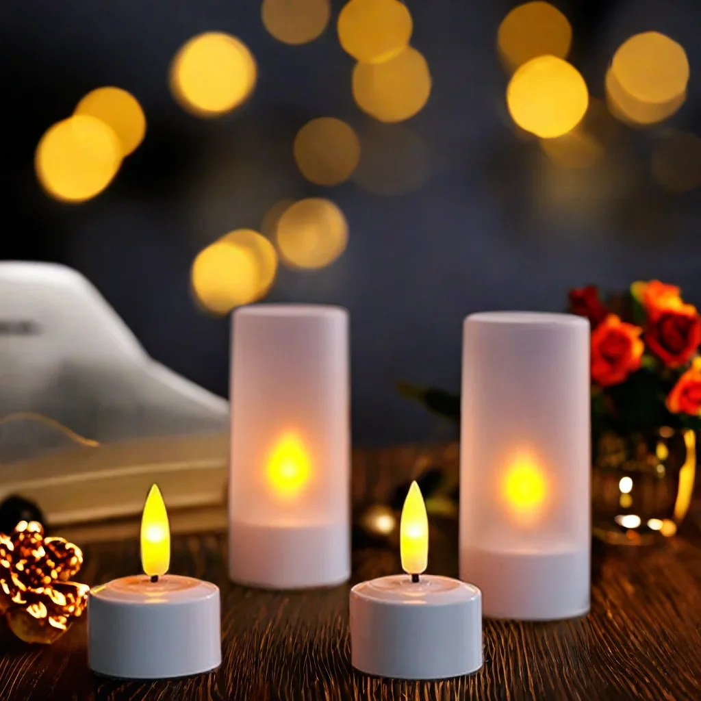 LED Rechargeable Candles Flickering Flameless USB Charging Tea Lights Timer Remote Christmas Home Decorative Electronic Candle