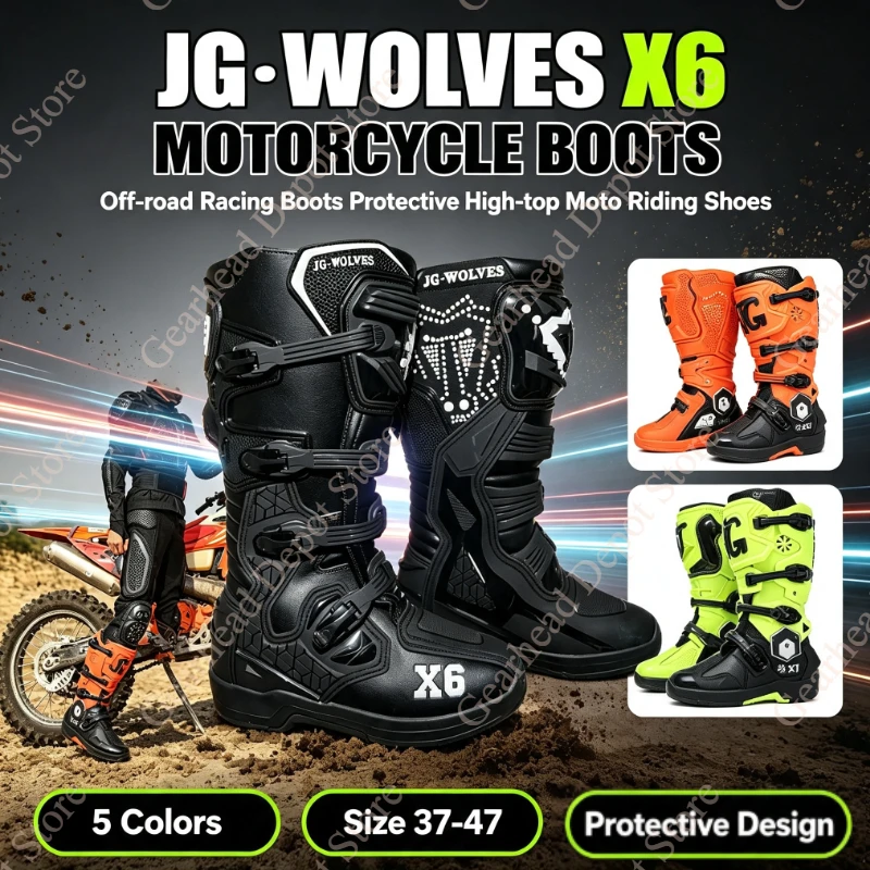 Professional Motocross Mid‑Calf Long High Ankle Off‑Road Racing Boots Moto Rider Protective Shoes Men Woman Motorcycle Boots