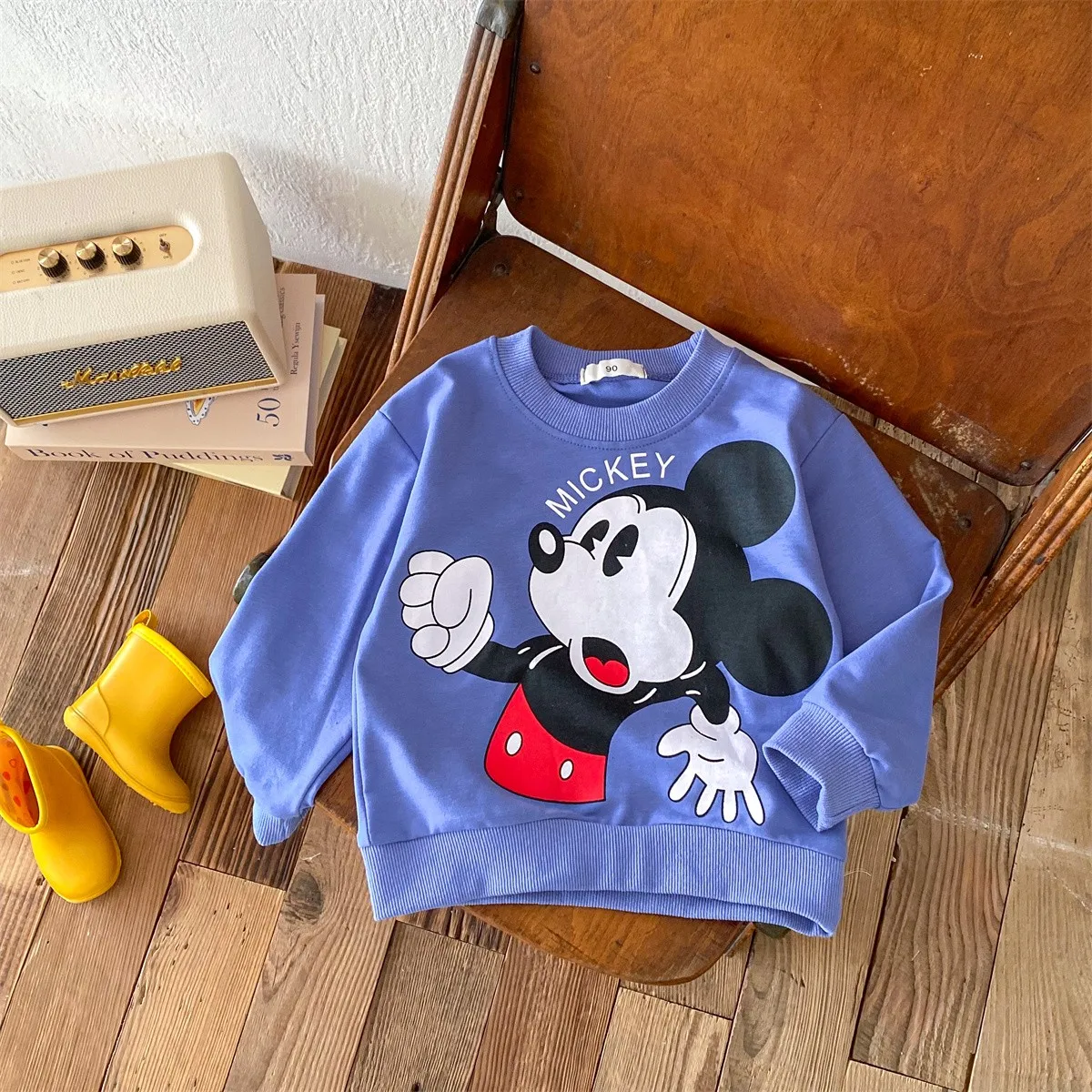 2024 New Disney Cartoon Fashion Children\'s Sweater For Baby Boys And Boys Round Neck Loose Top Mickey Mouse Cute Sweatshirt