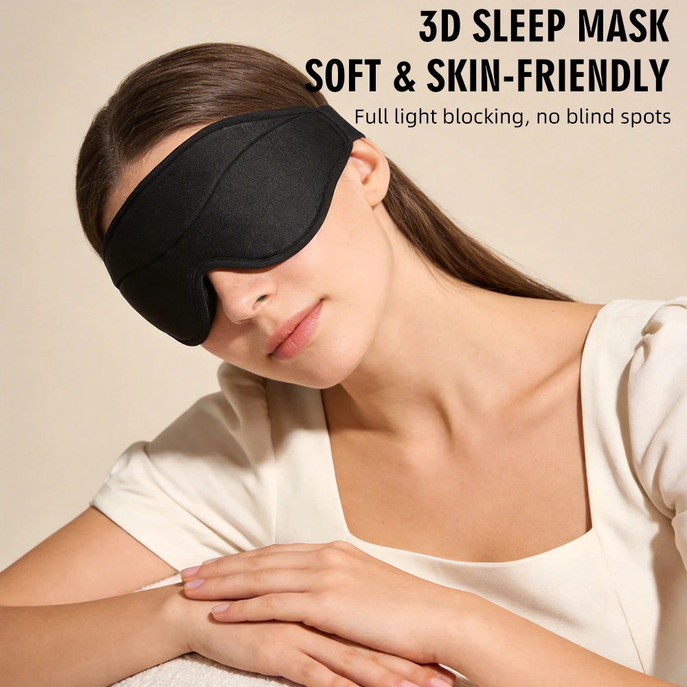 3D Sleep Eye Mask with Light Blocking, Non Pressing, Breathable, Travel, Napping and Integrated Eye Protection