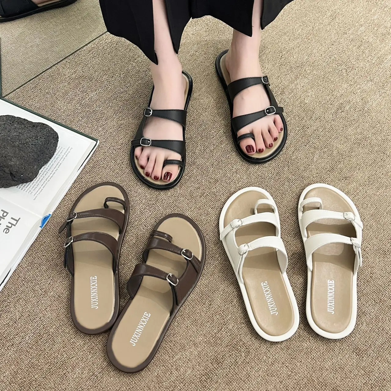 

Spring Summer Slippers Soft Flax Simple Cute Warm Home Men Women House Floor Indoor Slides Fur Cross Fat Dudu Shoes Room Flat