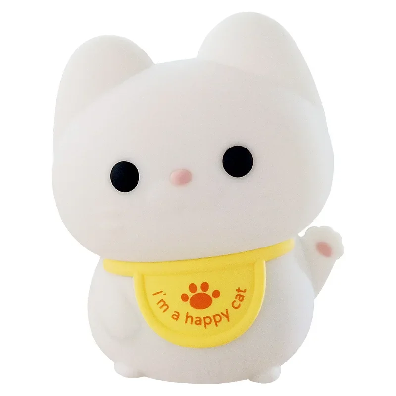 Lucky Cat USB Charging Night Light,Timer LED Silicone Tap Control,Warm Healing Glow for Kids' Bedside - Unique Charm, Safe & Fun