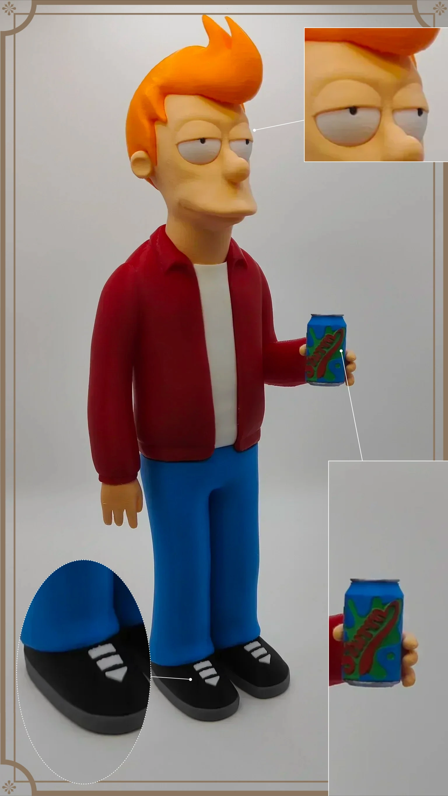 Boneco Robô Futurama Fry+Band com Design Idêntico da Banda, Modelo de Animação em Caixa Quadrada