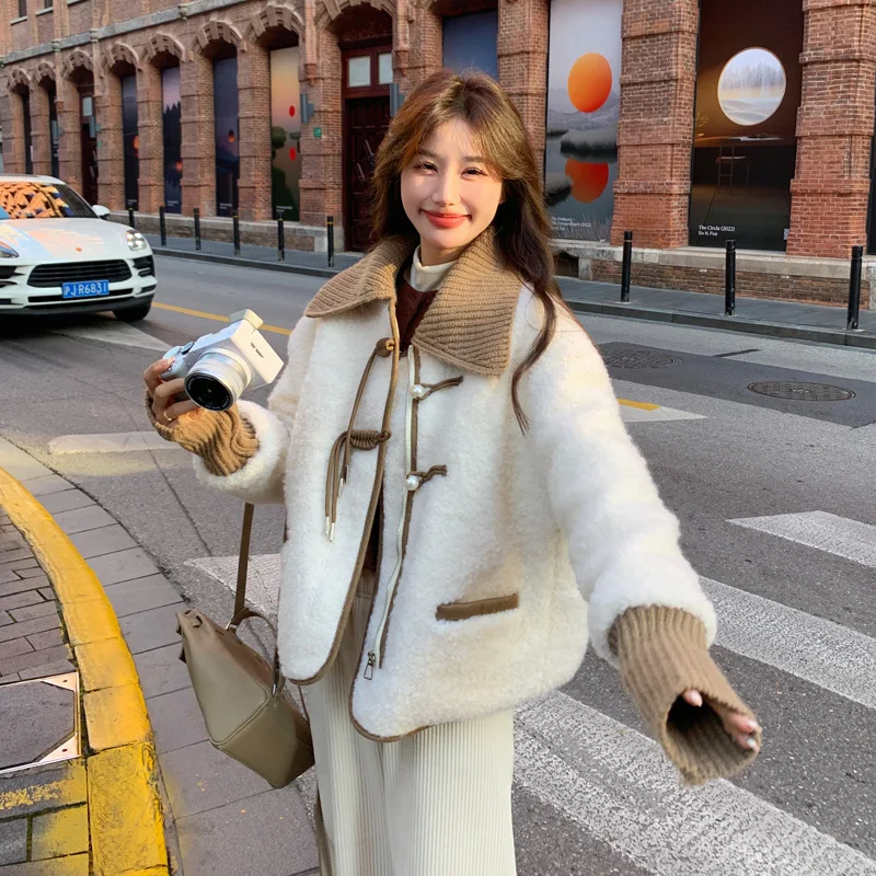 Chinese Disk Buckle Down Jacket Women 2024 Fall Winter New White Duck Down Warm Overcoat Knitted Collar Platter Button Coat