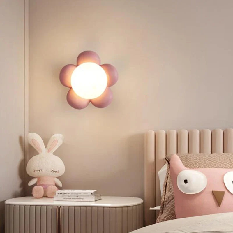 Kid\'s Room LED Wall Lamp Modern Resin Body Flower Style Bedroom Living Room Restaruant Decor Lighting Ceiling Home Wall Lights