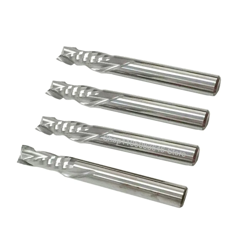 

1 шт. 3,175–10 мм 2-зубая спиральная компрессионная фреза с ЧПУ — вырез вверх и вниз, твердосплавная концевая фреза, профессиональный деревообрабатывающий инструмент