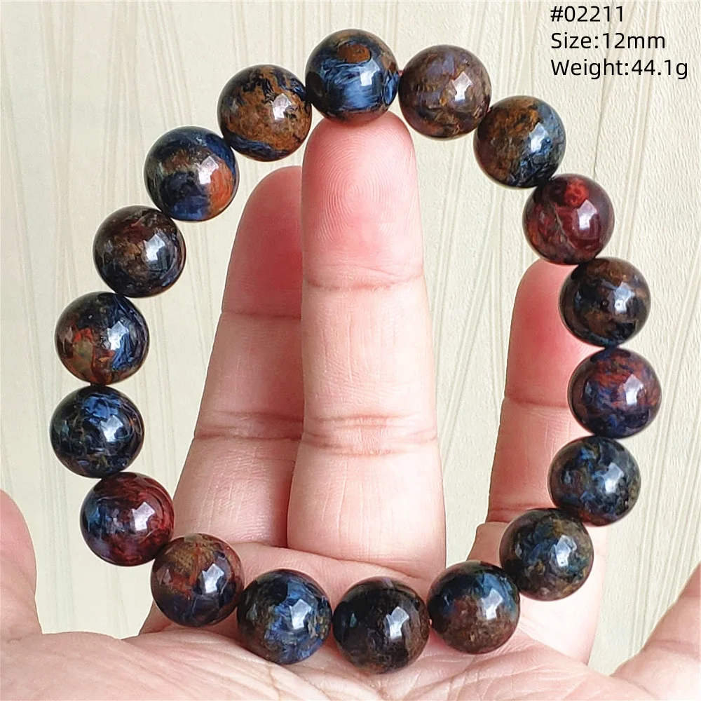 

Natural Blue Pietersite Chatoyant Bracelet Jewelry Bangle Round Beads Healing Cat Eye Namibia Women Men AAAAAA