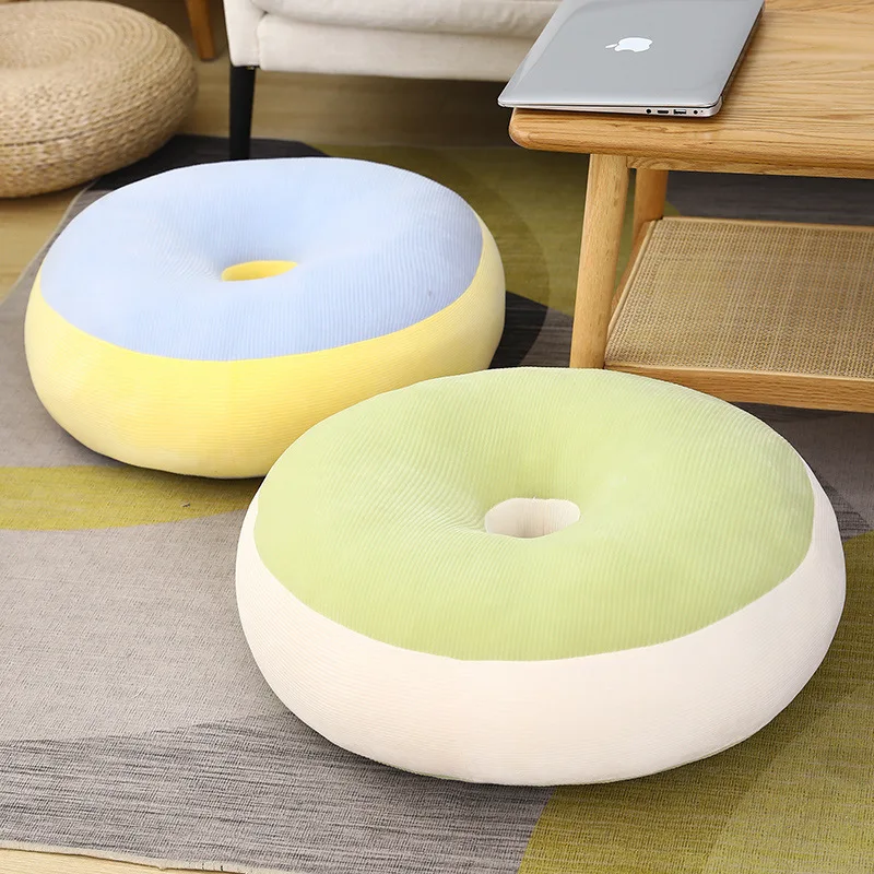 Sweet Donut Candy Colored Girl Home Cushion Cushion Sweet Macaron Cushion Thick Circular Striped Cushion with Hole in The Middle