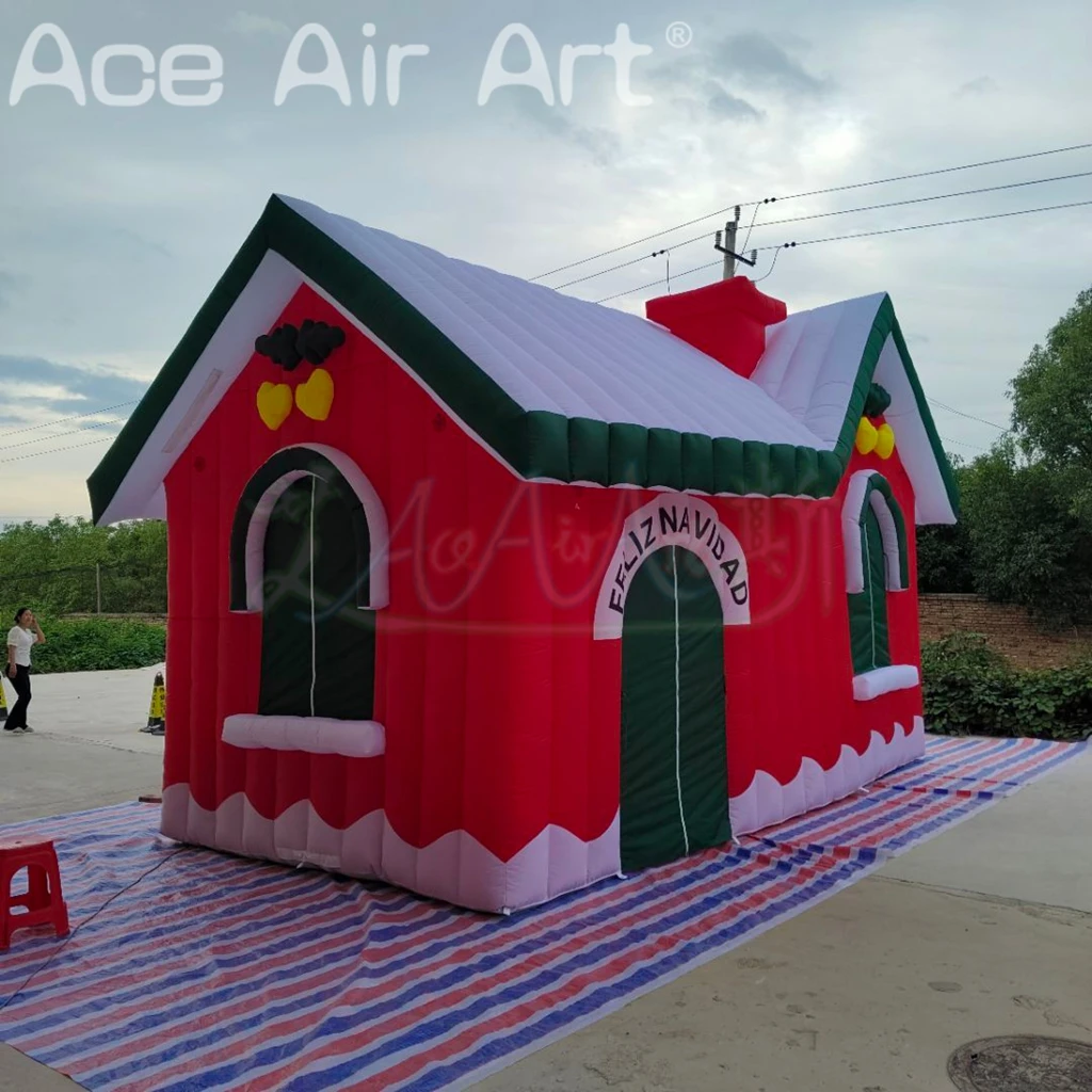 Inflatable Christmas Houses Santa Claus Christmas Advertising Inflatable Santa Grotto Tent for Event Decoration
